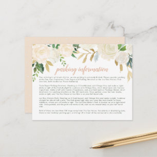 Blush Gold Green Floral Wedding Parking Informatio Briefkaart