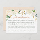 Blush Gold Green Floral Wedding Parking Informatio Briefkaart (Voorkant / Achterkant)