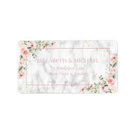 Blush Gold Greenery Dusty Pink Floral Address Etiket