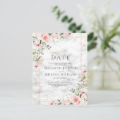 Blush Gold Greenery Dusty Pink Floral Delay Date Briefkaart (Staand voorkant)