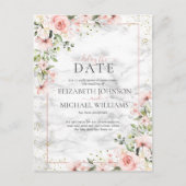 Blush Gold Greenery Dusty Pink Floral Delay Date Briefkaart (Voorkant)
