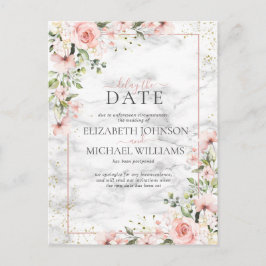 Blush Gold Greenery Dusty Pink Floral Delay Date Briefkaart