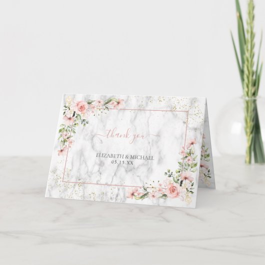 Blush Gold Greenery Dusty Pink Floral Hartelijk da Kaart (Voorkant)