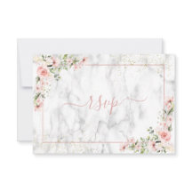 Blush Gold Greenery Dusty Pink Floral RSVP