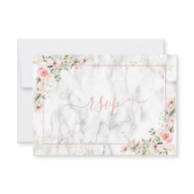 Blush Gold Greenery Dusty Pink Floral RSVP