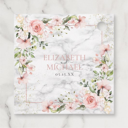 Blush Gold Greenery Dusty Pink Floral Wedding Bedankjes Labels (Achterkant)