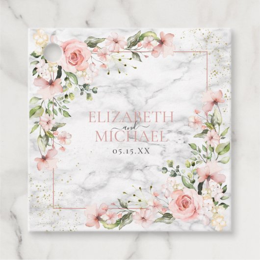 Blush Gold Greenery Dusty Pink Floral Wedding Bedankjes Labels (Voorkant)
