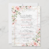 Blush Gold Greenery Dusty Pink Floral Wedding Kaart (Voorkant)