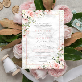 Blush Gold Greenery Dusty Pink Floral Wedding Kaart