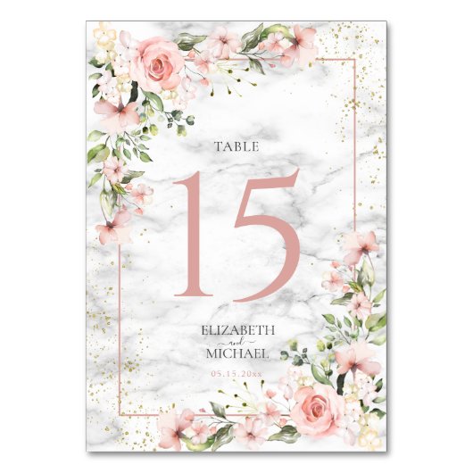 Blush Gold Greenery Dusty Pink Floral Wedding Kaart (Voorkant)