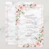 Blush Gold Greenery Dusty Pink Floral Wedding Menu (Voorkant / Achterkant)