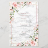 Blush Gold Greenery Dusty Pink Floral Wedding Menu (Voorkant)