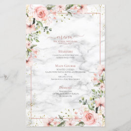 Blush Gold Greenery Dusty Pink Floral Wedding Menu