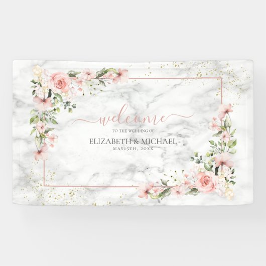 Blush Gold Greenery Dusty Pink Floral Wedding Spandoek (Horizontaal)