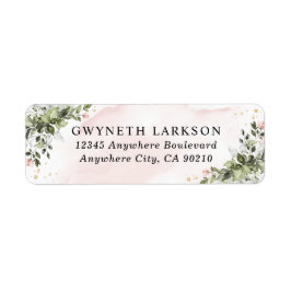 Blush Gold Greenery Succulent Dusty Blue Wedding Etiket