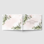 Blush Gold Greenery Succulent Dusty Blue Wedding Gastenboek (Volledig)