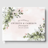 Blush Gold Greenery Succulent Dusty Blue Wedding Gastenboek (Voorkant)
