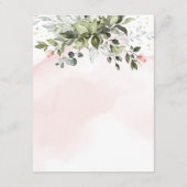 Blush Gold Greenery Succulent Dusty Blue Wedding Informatiekaartje (Achterkant)