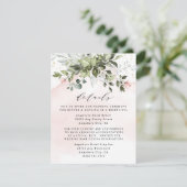 Blush Gold Greenery Succulent Dusty Blue Wedding Informatiekaartje (Staand voorkant)