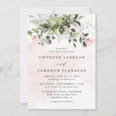 Blush Gold Greenery Succulent Dusty Blue Wedding Kaart (Voorkant)
