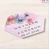 Blush Gold Greenery Succulent Dusty Blue Wedding N Kartonnen Onderzetters (Schuin)