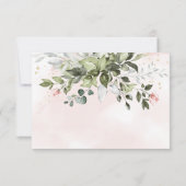 Blush Gold Greenery Succulent Dusty Blue Wedding RSVP Kaartje (Achterkant)