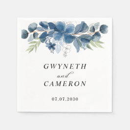 Blush Gold Greenery Succulent Dusty Blue Wedding  Servet