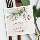 Blush Gold Greenery Succulent Dusty Blue Wedding Servet
