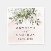Blush Gold Greenery Succulent Dusty Blue Wedding Servet (Voorkant)