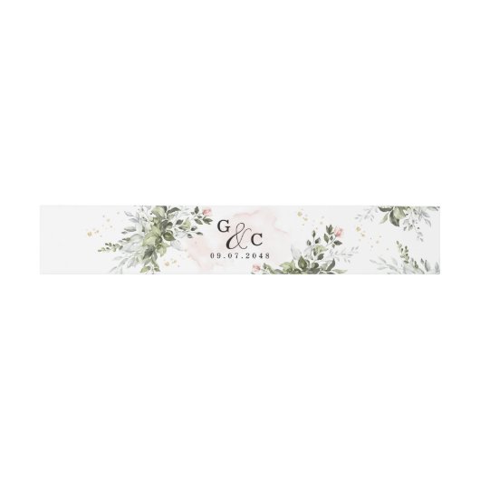 Blush Gold Greenery Succulent Dusty Blue Wedding Uitnodigingen Wikkel (Vlak)