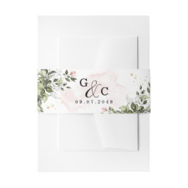 Blush Gold Greenery Succulent Dusty Blue Wedding Uitnodigingen Wikkel