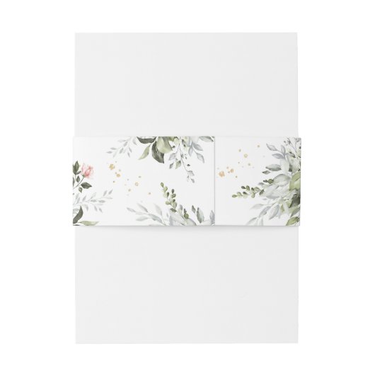 Blush Gold Greenery Succulent Dusty Blue Wedding Uitnodigingen Wikkel (Achterkant Voorbeeld)