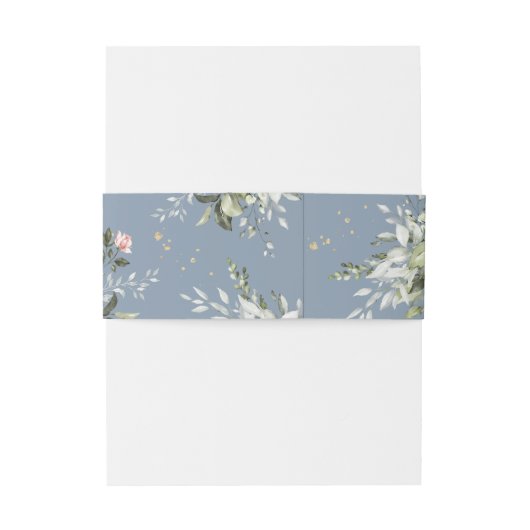 Blush Gold Greenery Succulent Dusty Blue Wedding Uitnodigingen Wikkel (Achterkant Voorbeeld)