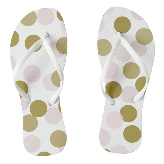 Blush & Gold Grote Bokeh Confetti Stippen Patroon Teenslippers (Voetbed)