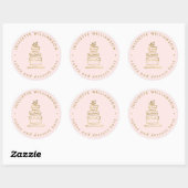 Blush & Gold Hand Drawn Wedding Cake Ronde Sticker (Vel)