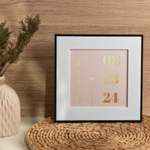 Blush Gold Heart Arrows Names Jubileum Date Folie Afdrukken