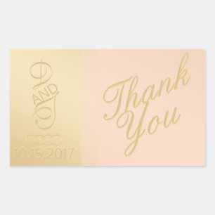 Blush Gold Heart Bedankt Stickers
