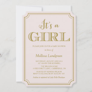 Blush & Gold Het is een Girl Baby shower Uitnodigi Kaart