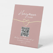 Blush Gold Honeymoon Fund QR Code Reclamebord Met Voetstuk (Voorkant)