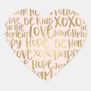 Blush Gold Inspirerend woorden Hart Sticker