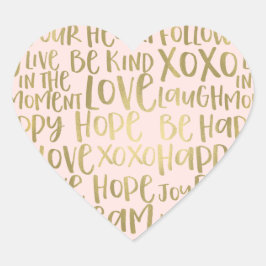 Blush Gold Inspirerend woorden Hart Sticker
