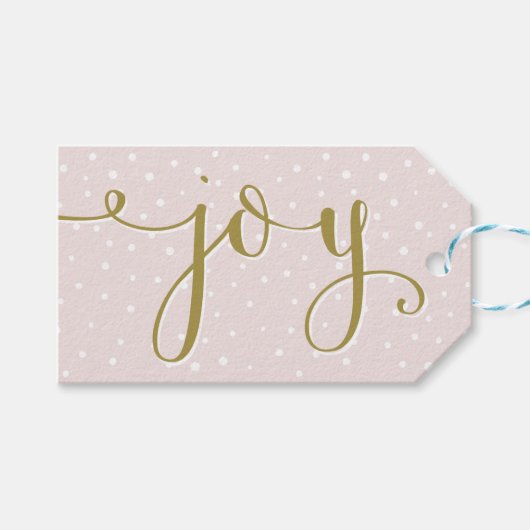 Blush & Gold Joy Script | Vakantiegeld Label Cadeaulabel (Voorkant (Horizontaal))