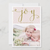 Blush & Gold Joy Script | Vakantieknopkaart Feestdagenkaart (Voorkant)
