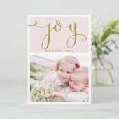 Blush & Gold Joy Script | Vakantieknopkaart Feestdagenkaart (Staand voorkant)