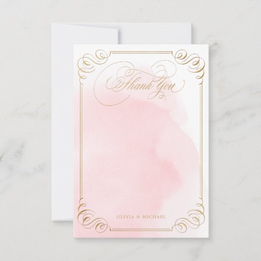 Blush gold kalligrafie  dank u bedankkaart (Voorkant)