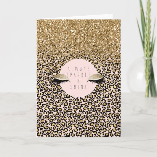 Blush Gold-leopard afdrukken roze Kaart (Voorkant)