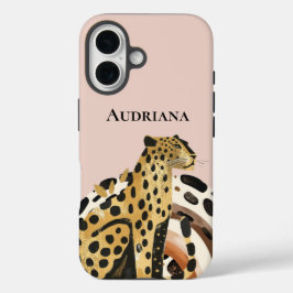 Blush Gold Leopard iPhone 16 Hoesje