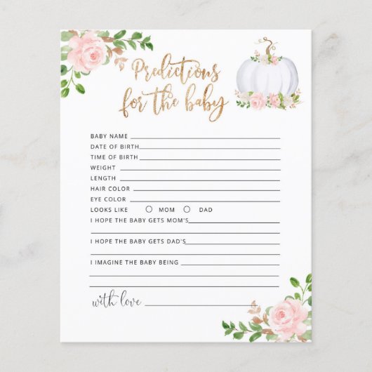 Blush gold Little pumpkin floral baby voorspelling (Voorkant)