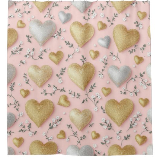 Blush & Gold Love Douchegordijn (Voorkant)