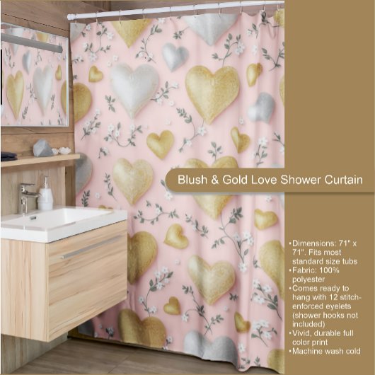 Blush & Gold Love Douchegordijn